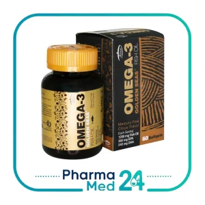 کپسول امگا ۳ گلدن سیز کارن ۶۰ عددی Karen Golden Seas Omega-3 Fish Oil همراه قوطی و جعبه مشکی طلایی