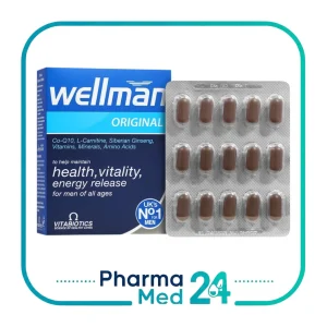 جعبه قرص ول من اورجینال ویتابیوتیکس ۳۰ عدد مخصوص آقایان با بسته‌بندی آبی Wellman Original